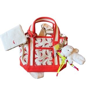 Viral Chili Madden Girl Mini Tote NWT Cross Body Red Canvas Bag